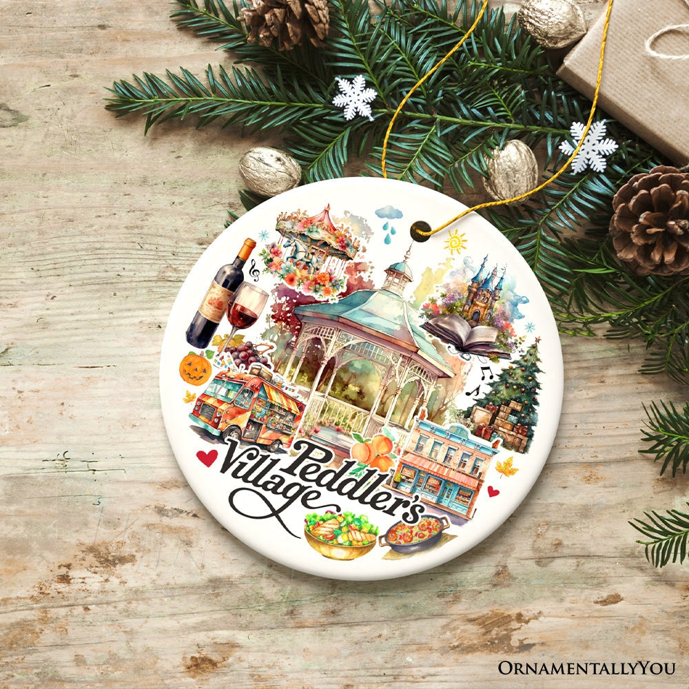 Peddler’s Village Artistic Ornament with Rustic Pennsylvania Scenery, Vintage Ceramic Christmas Souvenir Ceramic Ornament OrnamentallyYou 