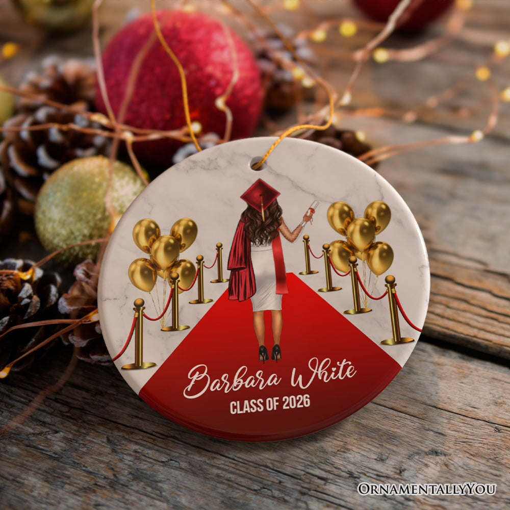 Personalized Female Graduation Ceremony Ornament, School Grad Teenage or Adult Girls Gift Ceramic Ornament OrnamentallyYou 