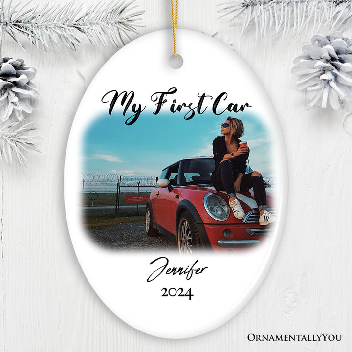 Personalized First Car Photo Ornament, New Driver Picture Custom Christmas Family Gift