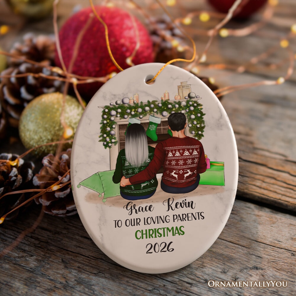 Personalized First Christmas as Grandparents Ornament, Grandpa and Grandma Holiday Gift Ceramic Ornament OrnamentallyYou Oval 