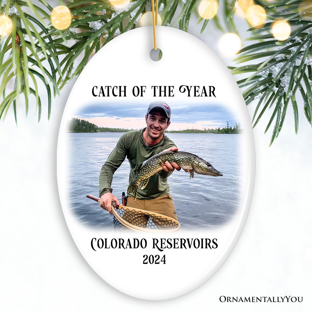 Personalized Fishing Keepsake Ornament Gift, Catch of the Year Photo