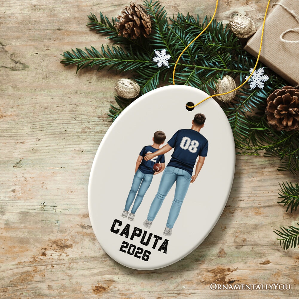Personalized Football Family Ornament, Custom Christmas Gift Ceramic Ornament OrnamentallyYou Oval 