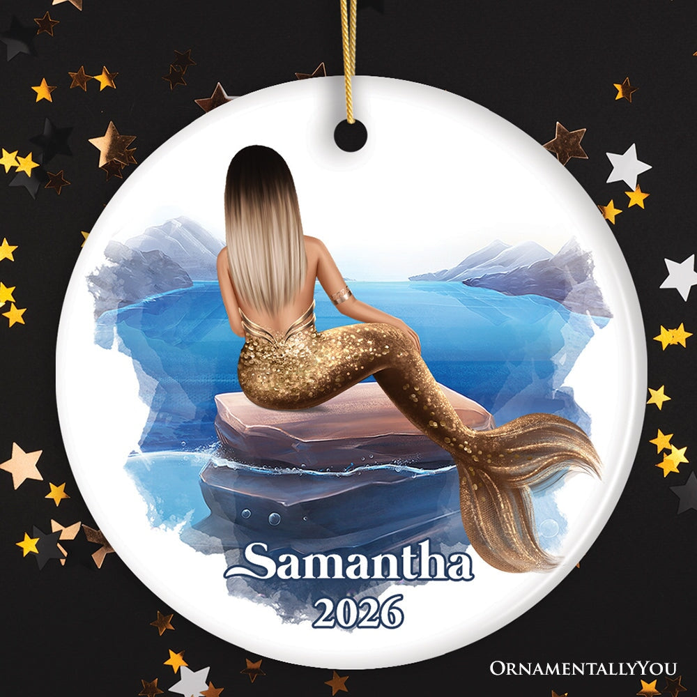 Personalized Mermaid Women Christmas Ornament Ceramic Ornament OrnamentallyYou 