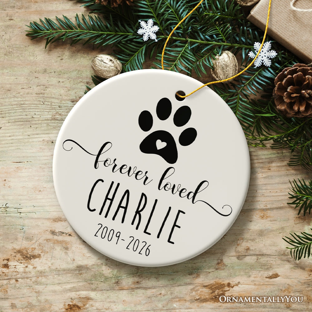 Personalized Pet Memorial Keepsake Ornament, Forever Loved Loss of Dog or Cat Ceramic Ornament OrnamentallyYou 