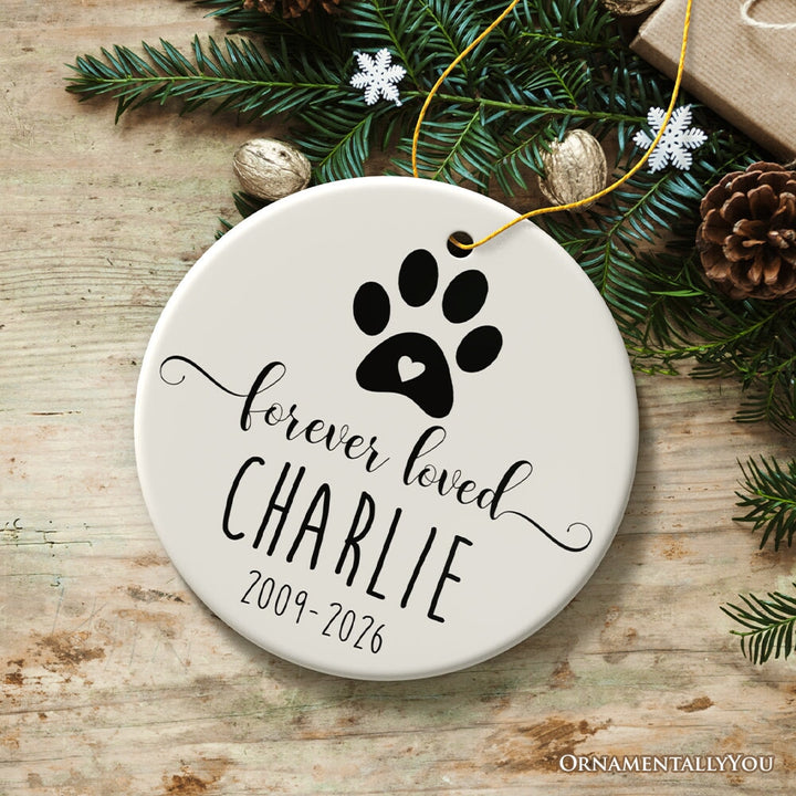 Personalized Pet Memorial Keepsake Ornament, Forever Loved Loss of Dog or Cat Ceramic Ornament OrnamentallyYou 