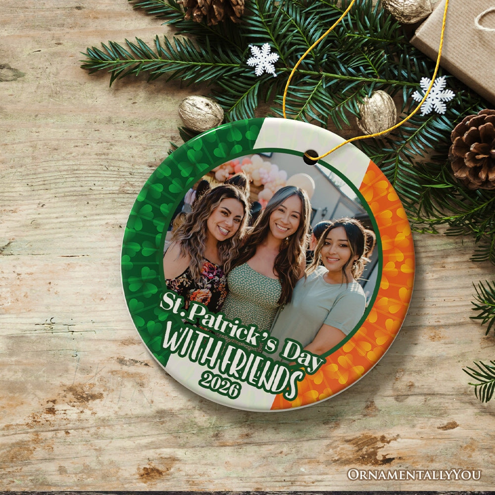 Personalized Photo Upload St. Patrick’s Ornament, Irish Small Tree Decoration and Gift Ceramic Ornament OrnamentallyYou 