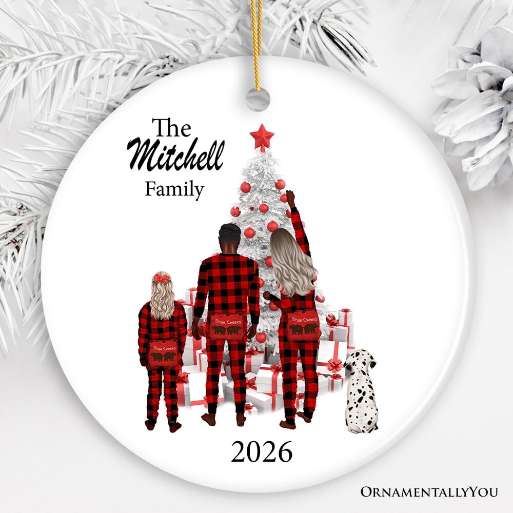 Personalized Plaid Family Christmas Ornament Ceramic Ornament OrnamentallyYou 