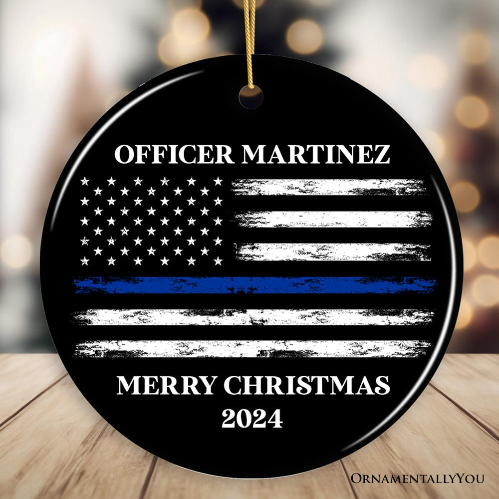 Personalized Retired Police Officer Ornament, Retiring Law Enforcement Cop Gift Ceramic Ornament OrnamentallyYou Circle 