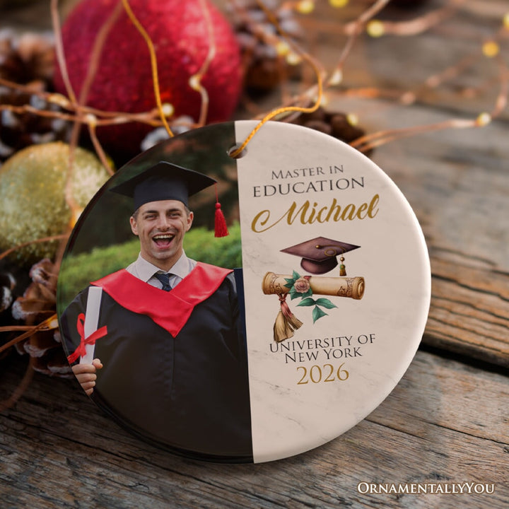 Personalized School Graduate Christmas Ornament, Picture Upload and Custom Name and Degree Keepsake Ceramic Ornament OrnamentallyYou 