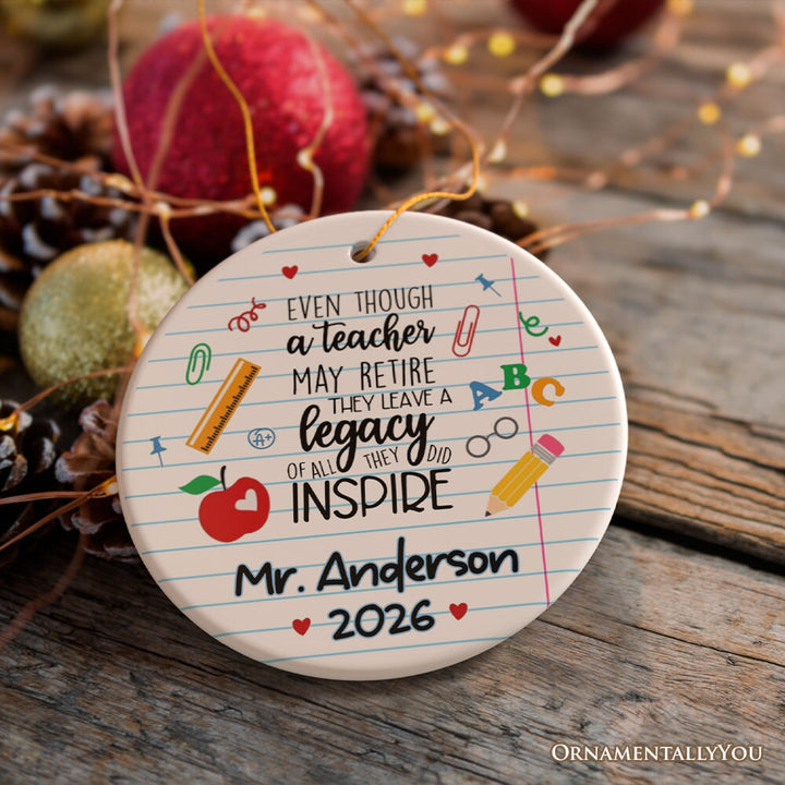 Personalized Teacher Retirement Gift Ornament, Officially Retired Keepsake Present for Coworker Ceramic Ornament OrnamentallyYou 