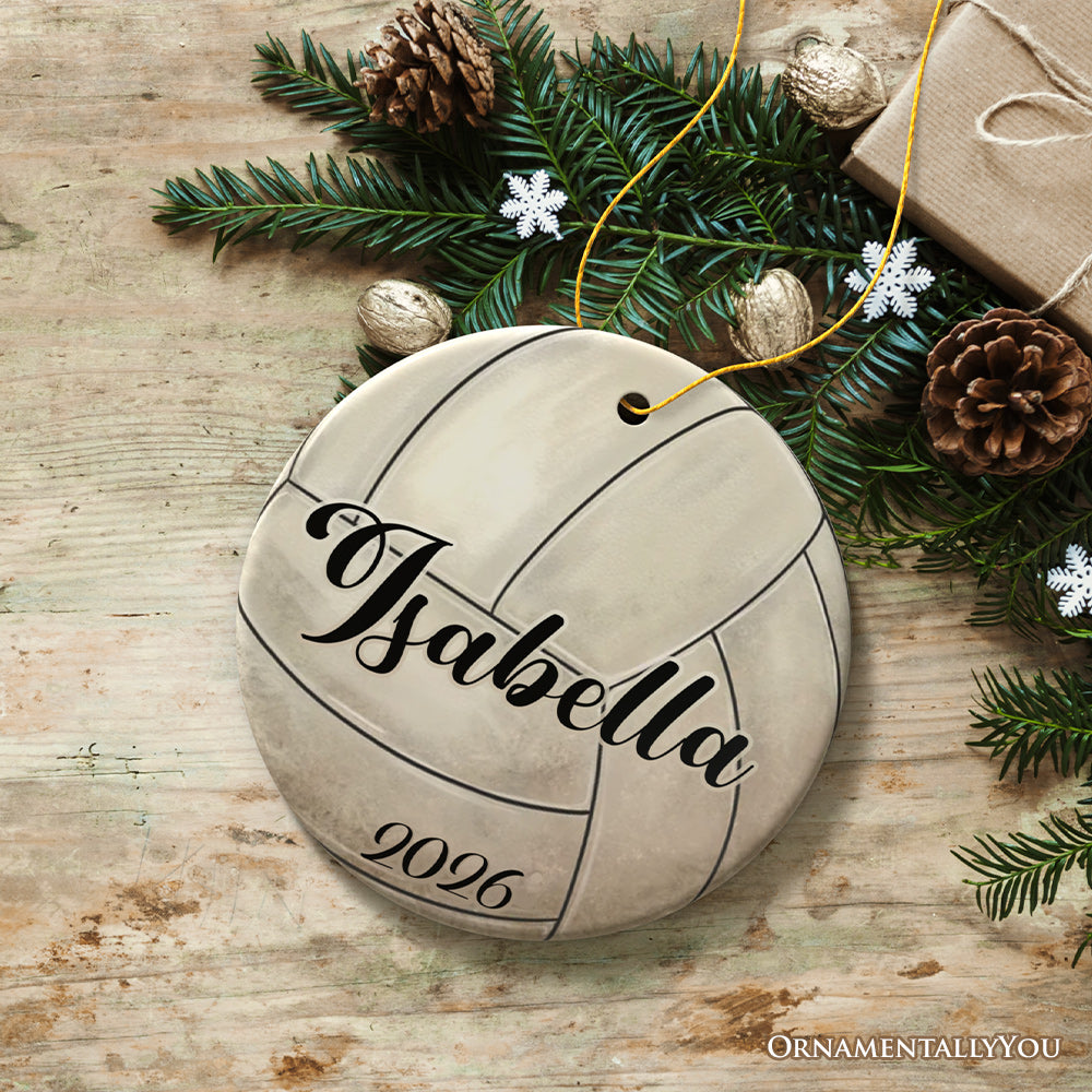 Personalized Volleyball Christmas Ornament, Festive Holiday Theme with Name and Date