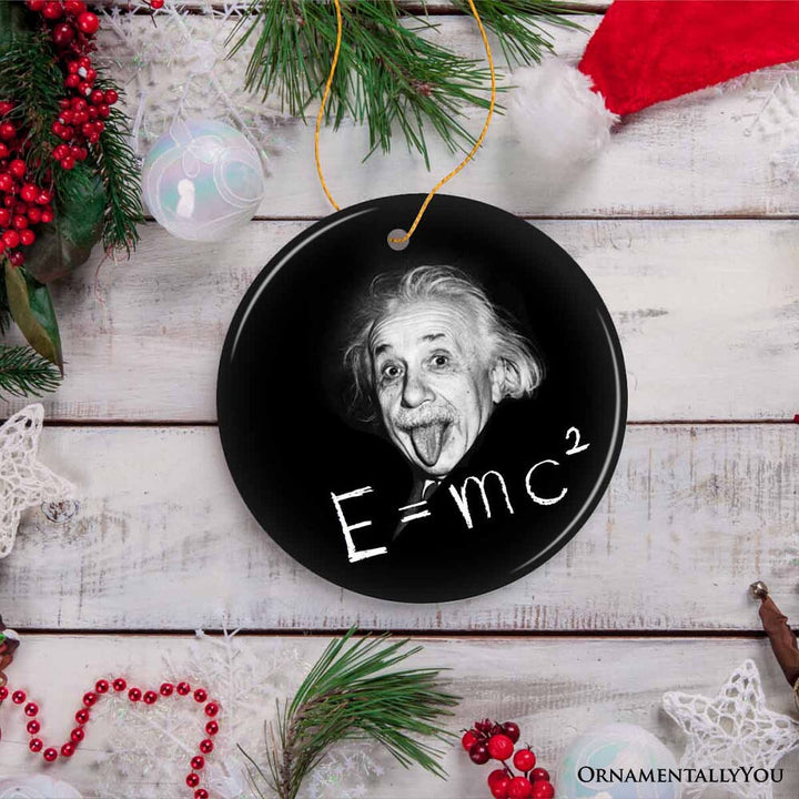 Physics Genius Albert Einstein Ceramic Ornament, Famous Equation E=mc² Keepsake and Decor Ceramic Ornament OrnamentallyYou 