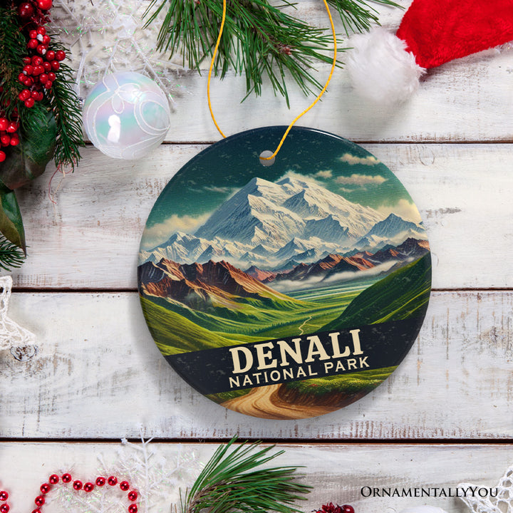 Picturesque Denali National Park Ornament, Alaska Majestic Range Christmas Gift and Nature Souvenir