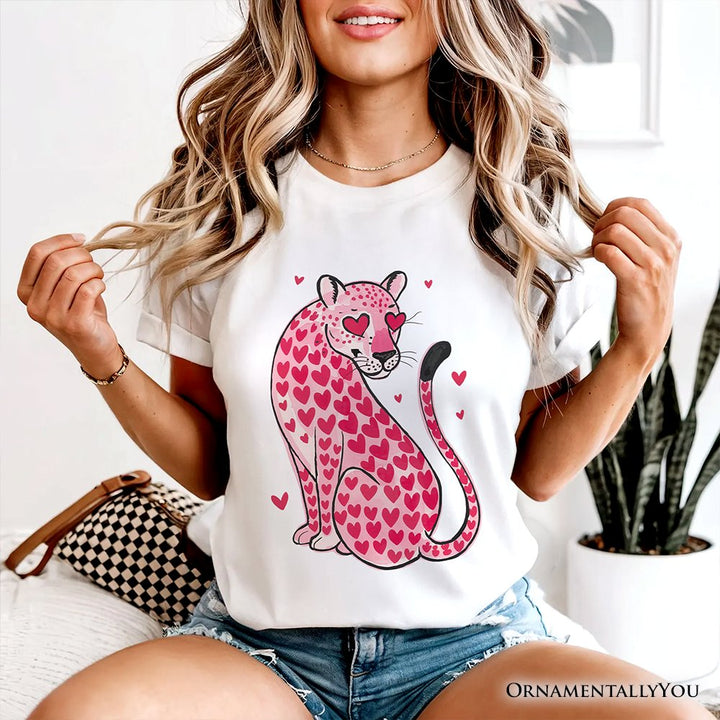 Pink Leopard Valentine T-Shirt, Cute Love Hearts Tee T-Shirts OrnamentallyYou 
