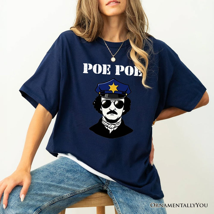 Police Edgar Allan Poe Poe T-Shirt, Navy and White Funny Tee T-Shirts OrnamentallyYou 