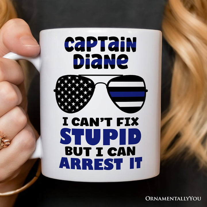 Police Officer Personalized Mug, I Can't Fix But I Can Arrest It Gift With Custom Name Personalized Ceramic Mug OrnamentallyYou 