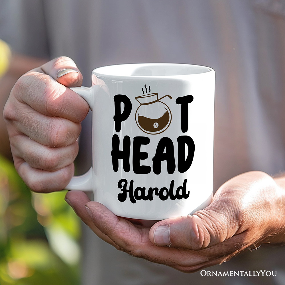 Pot Head Personalized Mug, Funny Coffee Lover Gift With Custom Name