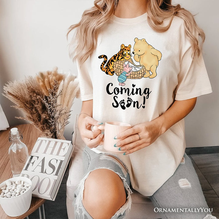 Pregnancy Announcement With Pooh & Tiger T-Shirt, Coming Soon Tee for Expecting Moms T-Shirts OrnamentallyYou 
