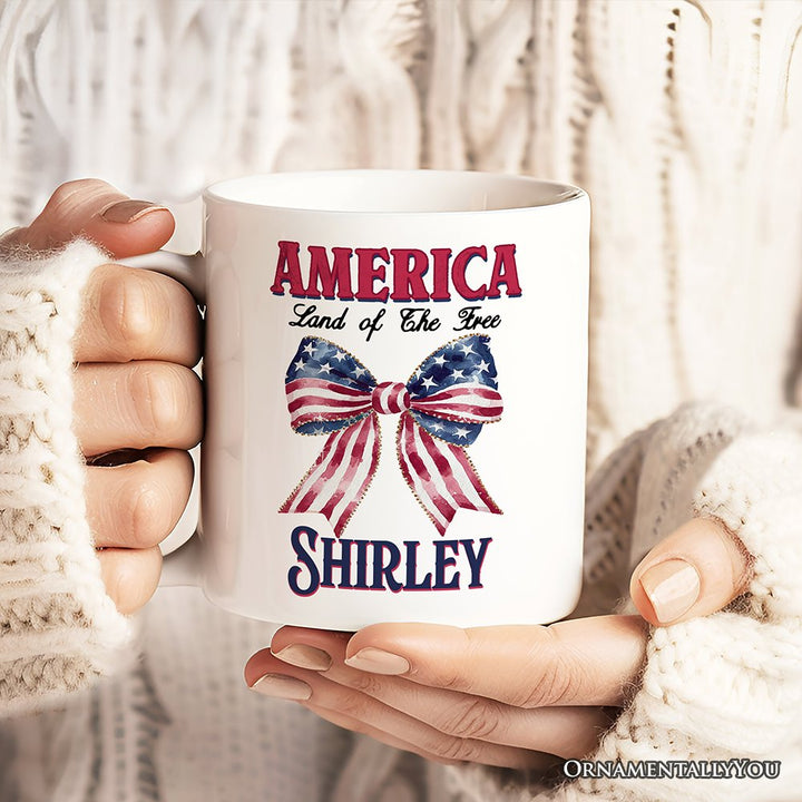 Proud American Personalized Mug, America Gift With Custom Name Personalized Ceramic Mug OrnamentallyYou 