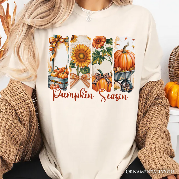 Pumpkin Season T-Shirt, Fall Sunflower Coquette Bow Autumn Tee
