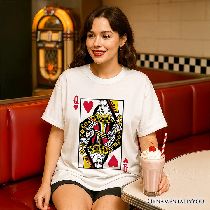 Queen of Hearts Card T-Shirt, Classic Retro Love Valentine Tee T-Shirts OrnamentallyYou 