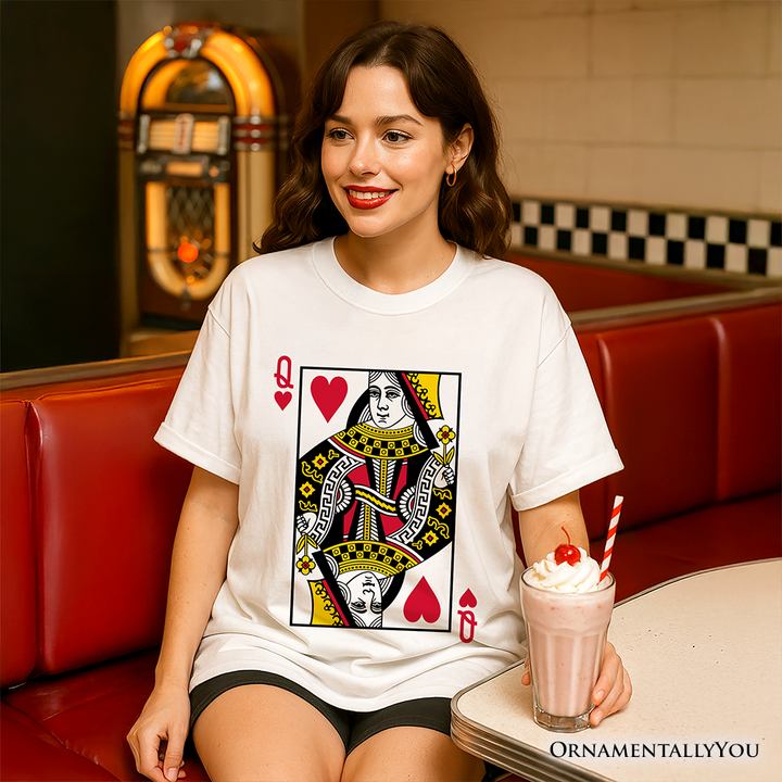 Queen of Hearts Card T-Shirt, Classic Retro Love Valentine Tee