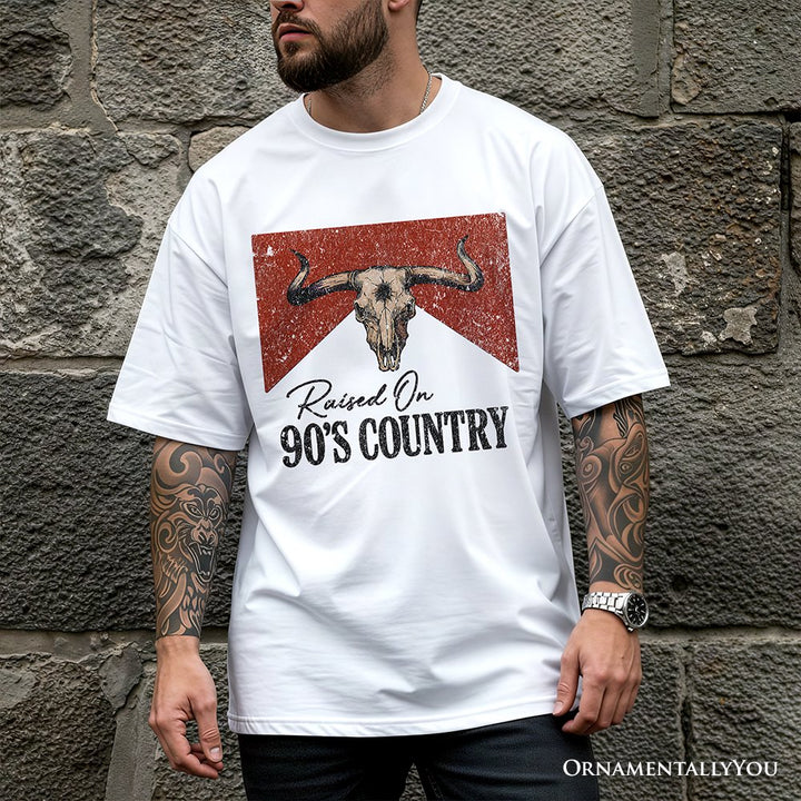 Raised On 90s Country T-Shirt, Vintage Bull Skull Tee T-Shirts OrnamentallyYou 