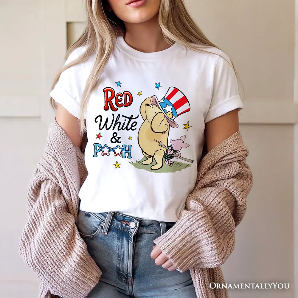 Red White & Proud Winnie-the-Pooh T-Shirt, 1926 A.A. Milne Patriotic 4th of July Tee T-Shirts OrnamentallyYou 