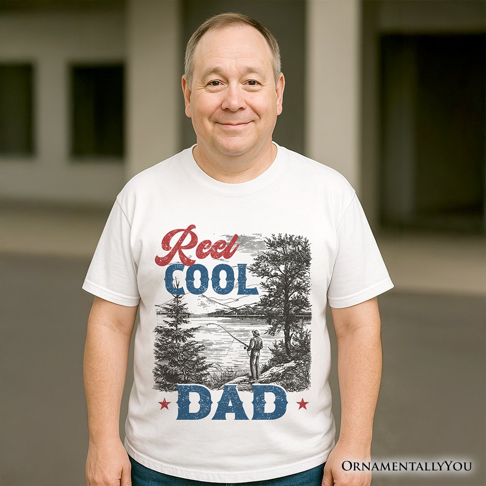Reel Cool Dad Fishing T-Shirt, Funny Vintage Fisherman Fatherhood Tee T-Shirts OrnamentallyYou 
