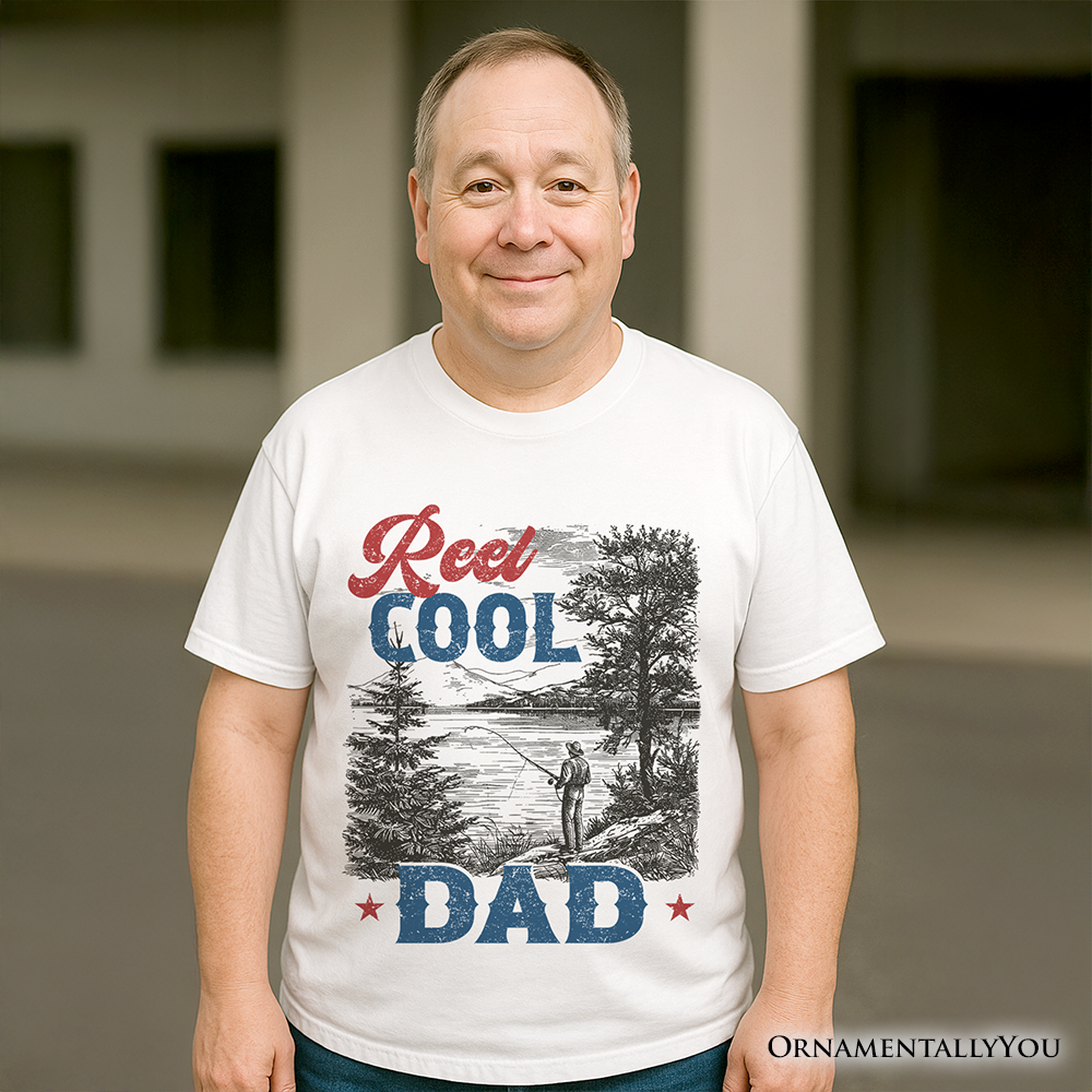 Reel Cool Dad Fishing T-Shirt, Funny Vintage Fisherman Fatherhood Tee