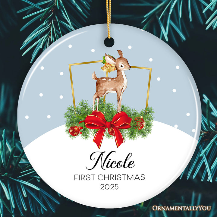 Reindeer Baby's First Christmas Personalized Ornament