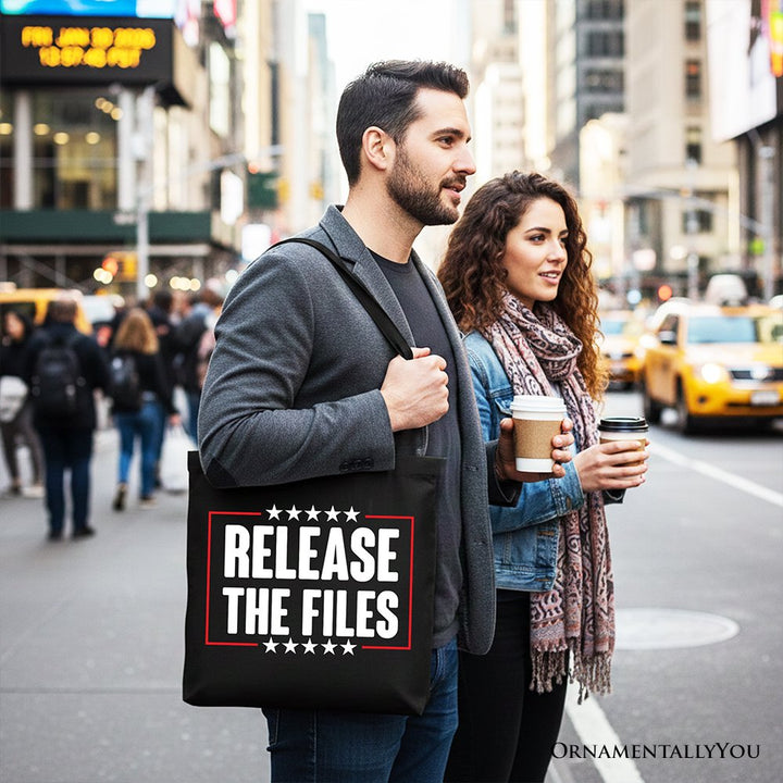 Release The Files Protest Canvas Tote Bag, Government Transparency Resistance Gift Shopper OrnamentallyYou 