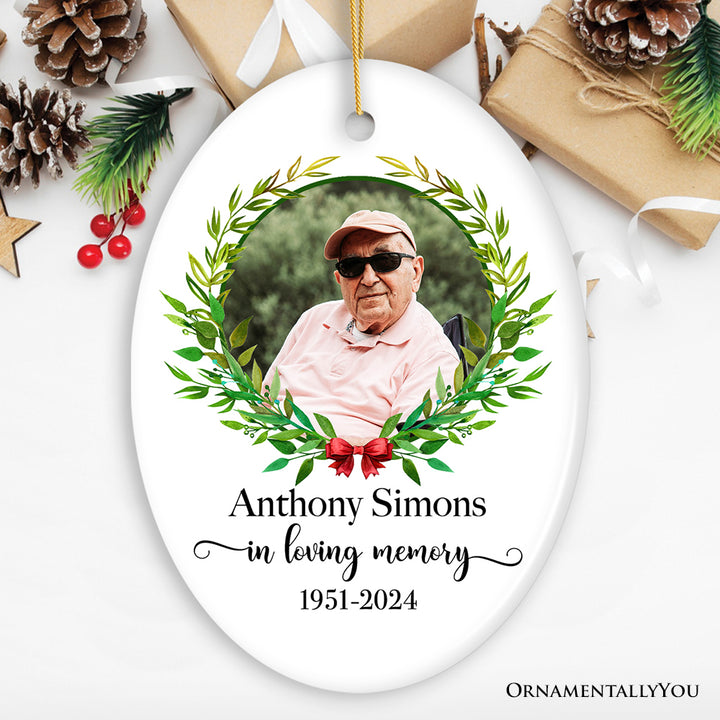 Remember Personalized Memorial Photo Ornament, In Loving Memory Keepsake Gift With Custom Name