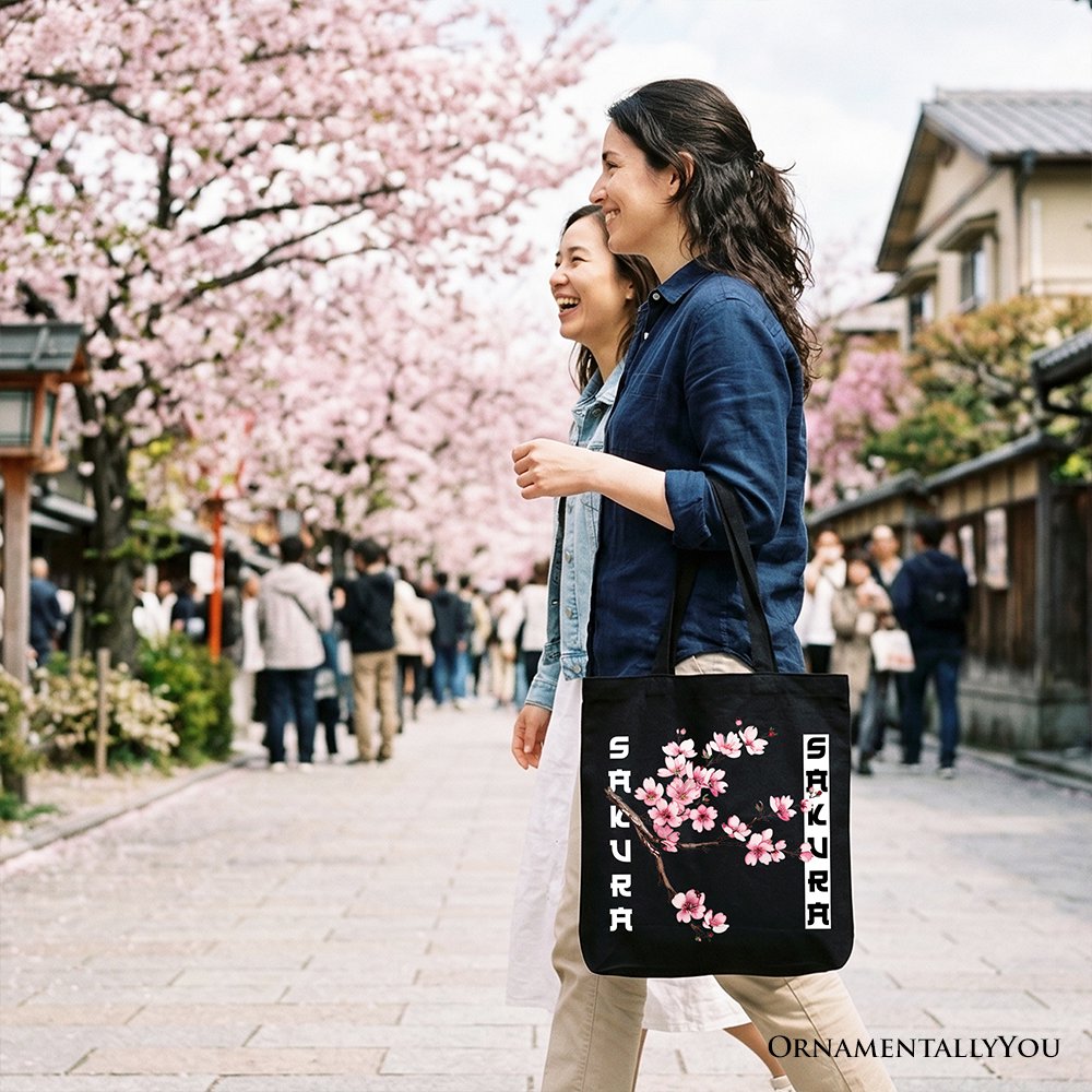 Sakura Cherry Blossom Tote Bag, Vintage Japanese Spring Floral Gift Shopper Tote Bag OrnamentallyYou 