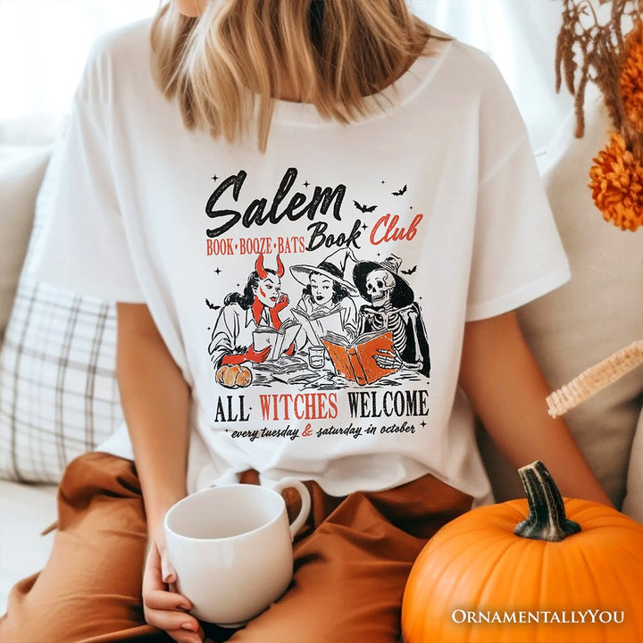 Salem Book Club Witches T-Shirt, Spooky Halloween Reading Girl Tee T-Shirts OrnamentallyYou 