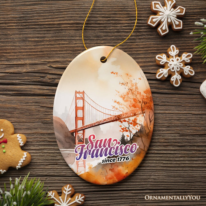 San Francisco Golden Gate Bridge Art Ornament, Travel Souvenir Gift Ceramic Ornament OrnamentallyYou 