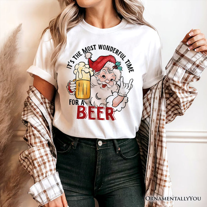 Santa Beer Christmas T‑Shirt, It’s The Most Wonderful Time Funny Holiday Tee for Festive Drinkers T-Shirts OrnamentallyYou 