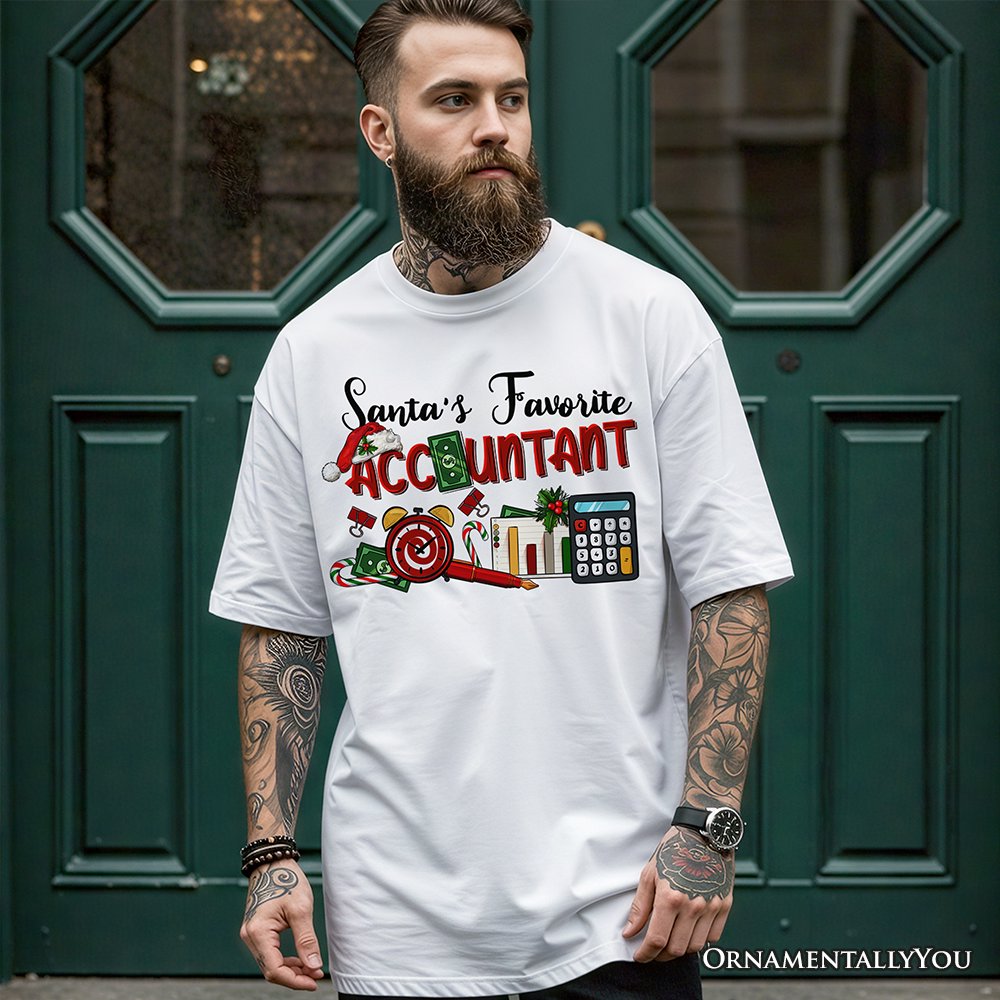 Santa’s Favorite Accountant Christmas T-Shirt, Merry Holiday Tee for Bookkeepers T-Shirts OrnamentallyYou 