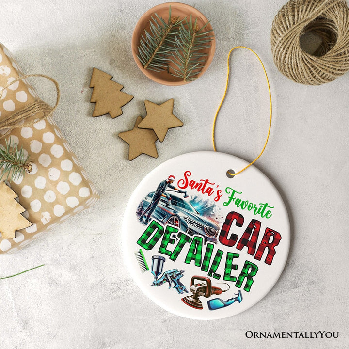 Santa's Favorite Car Detailer Ornament, Christmas Appreciation Gift for Auto Detailing Experts Ceramic Ornament OrnamentallyYou 