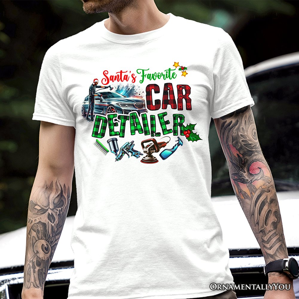 Santa’s Favorite Car Detailer T-Shirt, Christmas Auto Detailing Tee T-Shirts OrnamentallyYou 