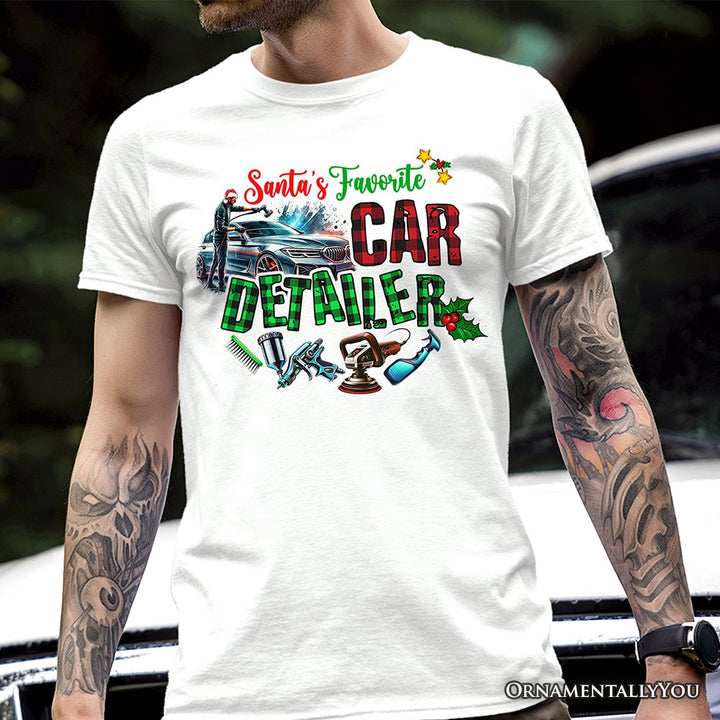 Santa’s Favorite Car Detailer T-Shirt, Christmas Auto Detailing Tee T-Shirts OrnamentallyYou 