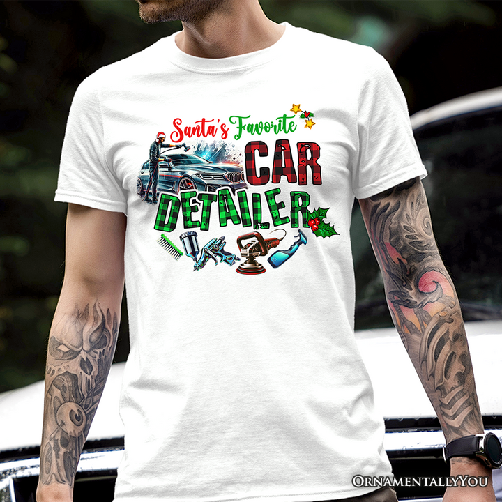Santa’s Favorite Car Detailer T-Shirt, Christmas Auto Detailing Tee