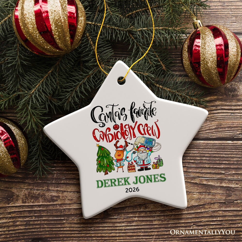 Santa's Favorite Cardiology Crew Personalized Christmas Ornament, Heart Health Teamwork Appreciation Gift Ceramic Ornament OrnamentallyYou Star 