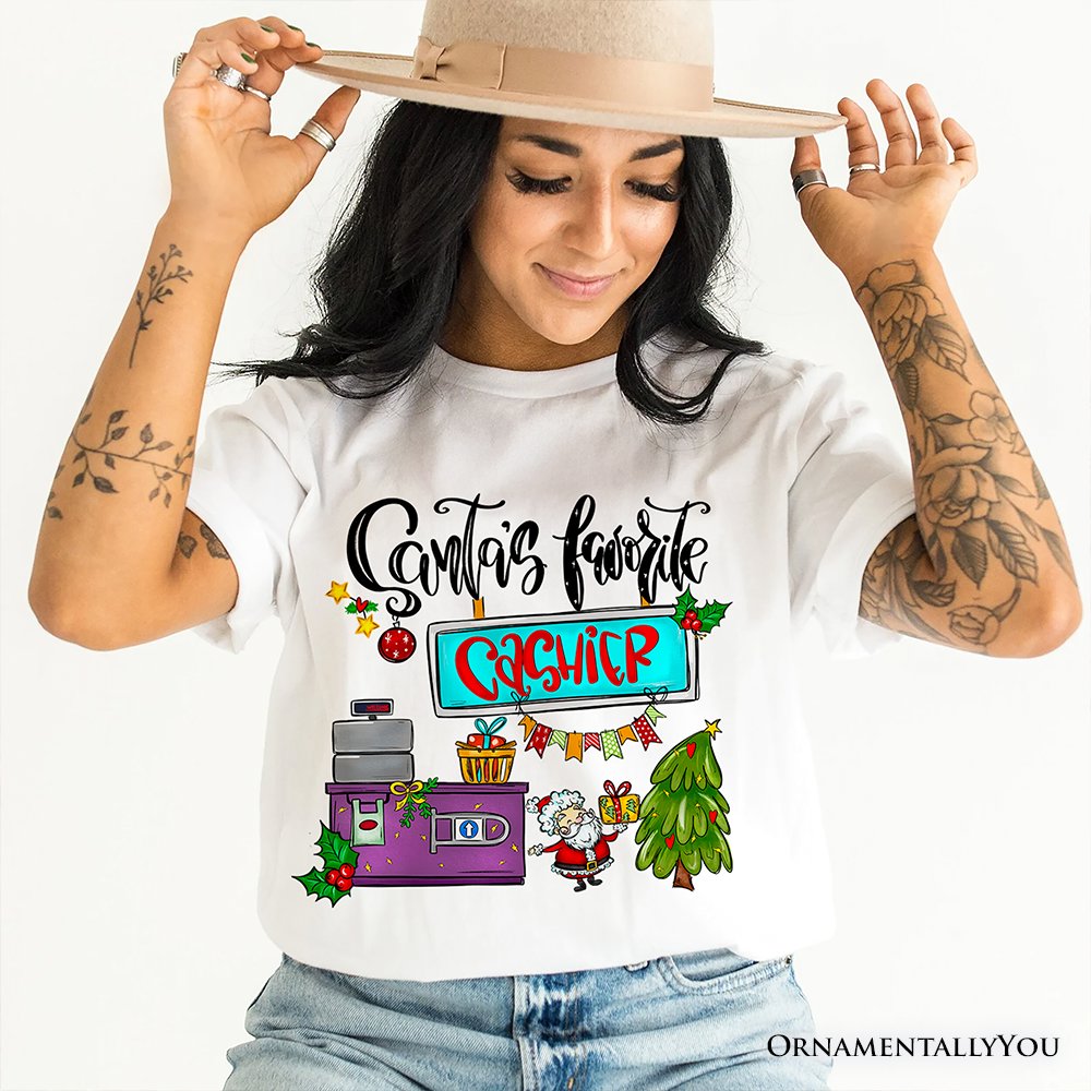 Santa's Favorite Cashier T-Shirt, Merry Christmas Checkout Tee T-Shirts OrnamentallyYou 