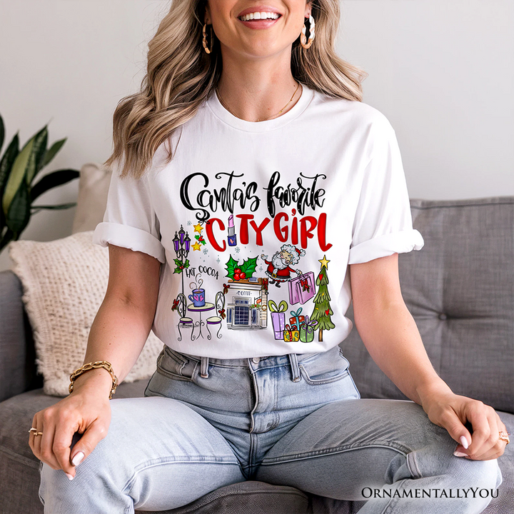 Santa's Favorite City Girl T-Shirt, Merry Christmas Shopping Tee