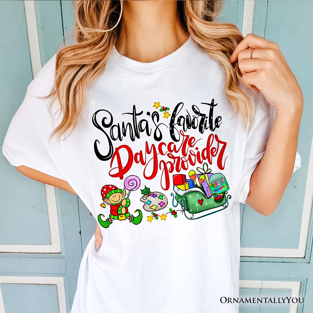 Santa's Favorite Daycare Provider T-Shirt, Merry Christmas Children Tee T-Shirts OrnamentallyYou 
