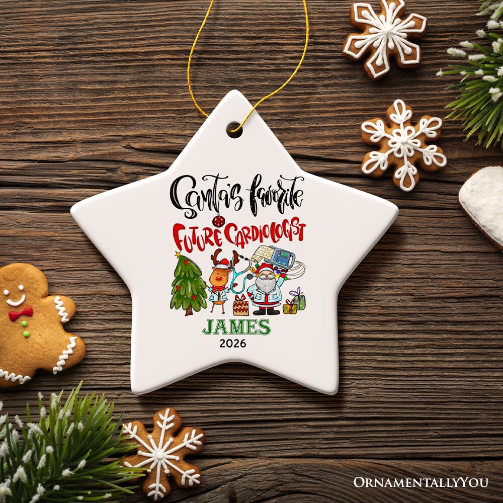 Santa’s Favorite Future Cardiologist Christmas Ornament, Medical Student Custom Keepsake Gift Ceramic Ornament OrnamentallyYou Star 