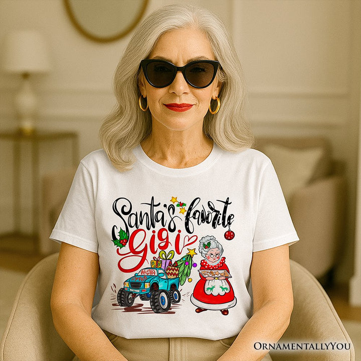 Santa’s Favorite Gigi T-Shirt, Cozy Christmas Tee for Grandma T-Shirts OrnamentallyYou 
