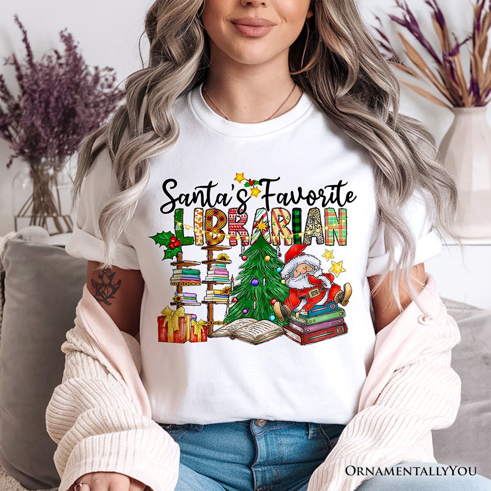 Santa’s Favorite Librarian T-Shirt, Merry Christmas Tee T-Shirts OrnamentallyYou 