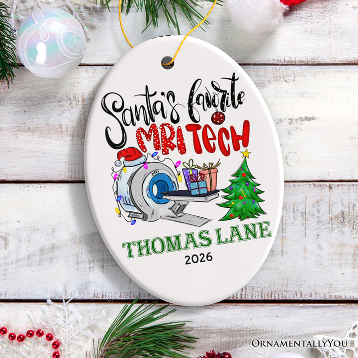 Santa’s Favorite MRI Tech Personalized Christmas Ornament, Health Imaging Technologist Gift